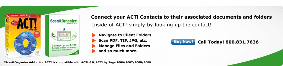 scan, attach, organize your files and folders in act